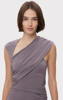 Ruched Matte Jersey Draped Gown | Iron