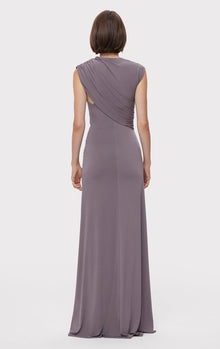 Ruched Matte Jersey Draped Gown | Iron