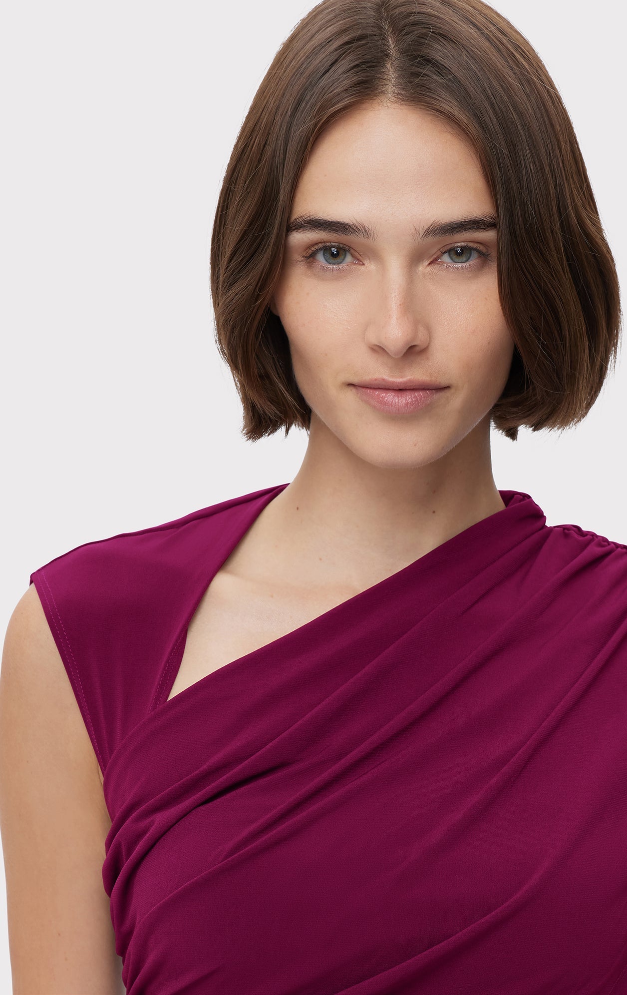 Ruched Matte Jersey Draped Gown | Sangria