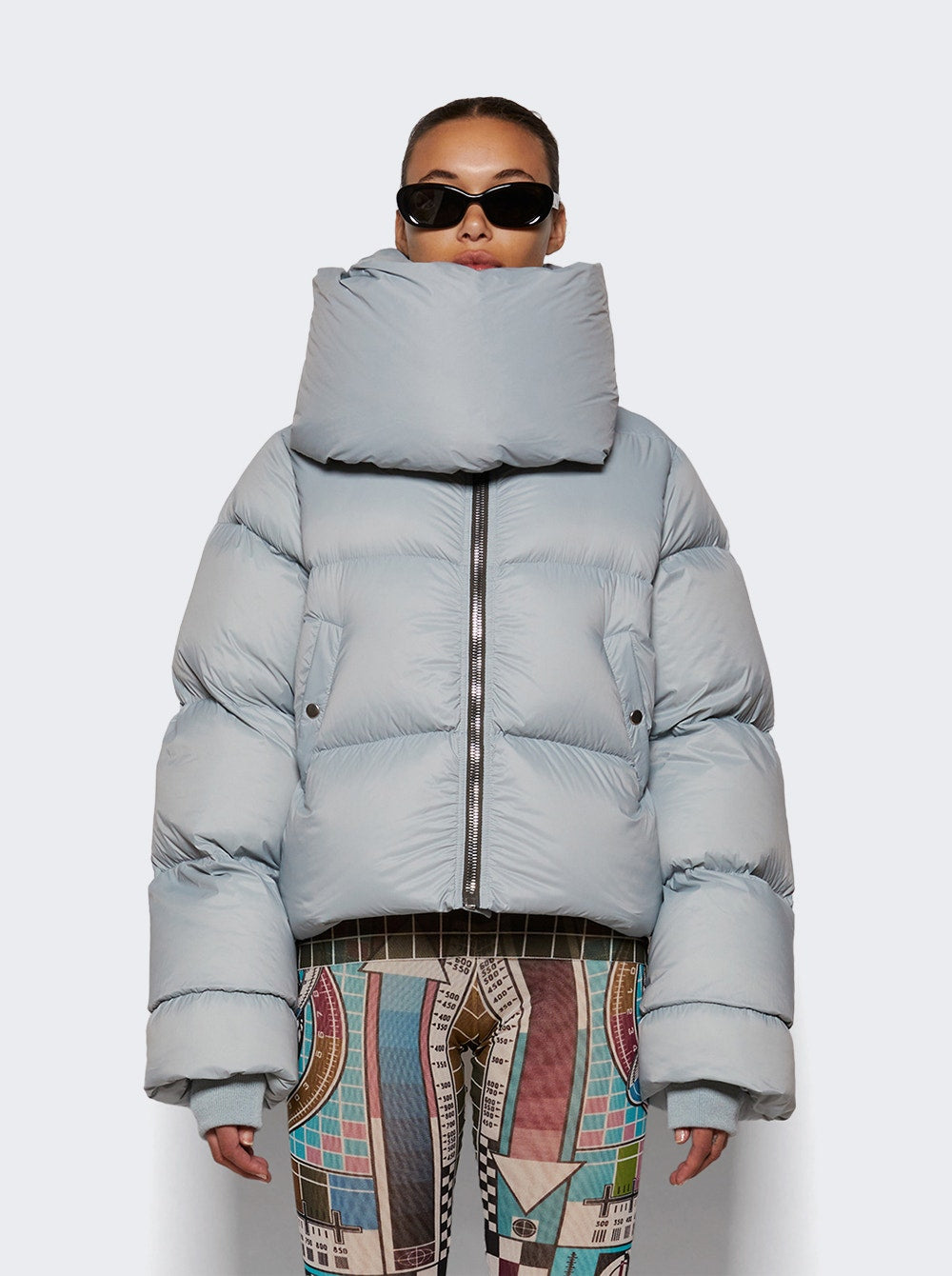 Women | Rick Owens | Funnel Neck Jacket | Pale Blue
