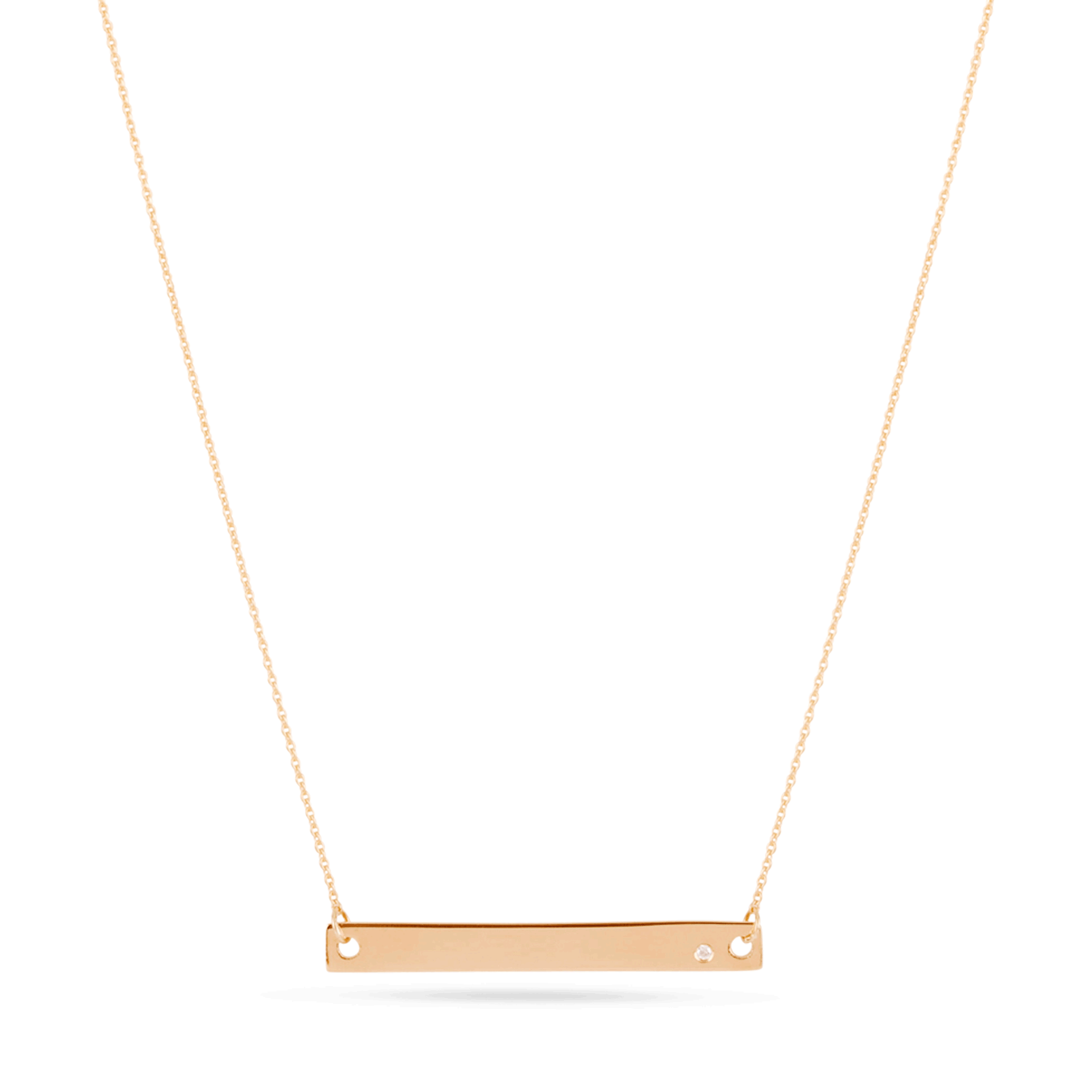 Rose Gold Medium Horizontal Bar Necklace with Diamond