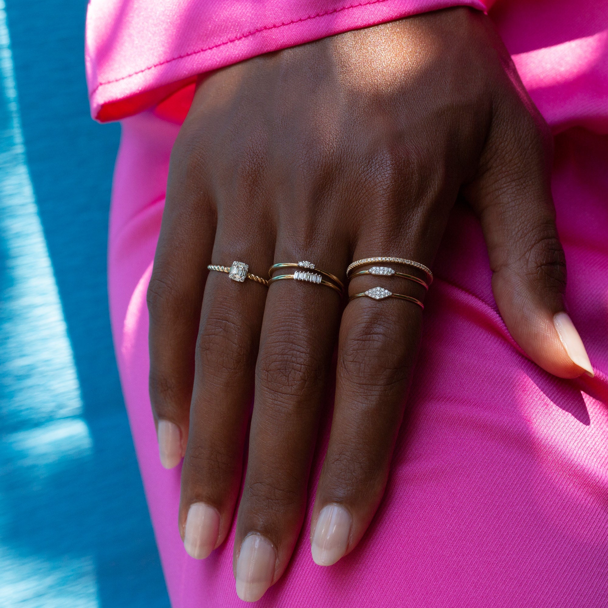 Round Diamond Trio Ring | 10K Solid Gold