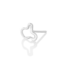 14k white gold Plain Ripple Stud Earring on a white background