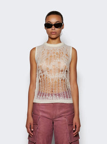Women | Rick Owens | Spider Open-knit Tank Top Milk | White