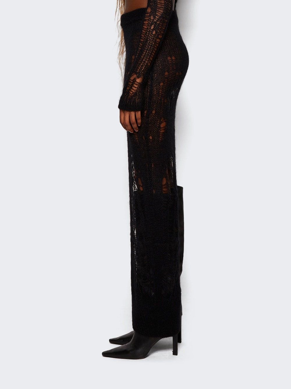 Women | Rick Owens | Spider Distressed Maxi Skirt | Black