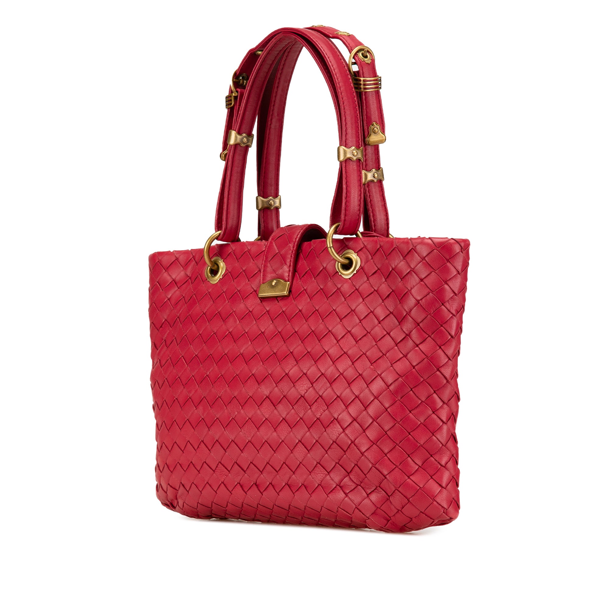 Bottega Veneta | Pre-Owned Small Nappa Intrecciato Capri | Red