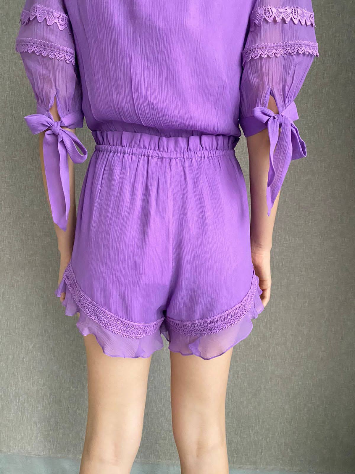 Alana Viscose Georgette Shorts | Purple