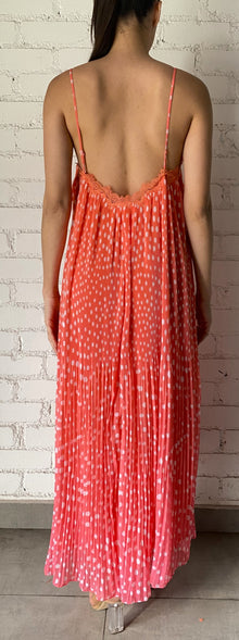 Rococo Sand | Blaire V-Neck Spaghetti Strap Maxi Dress | Orange/Pink Ombre