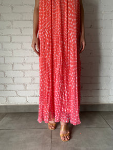 Rococo Sand | Blaire V-Neck Spaghetti Strap Maxi Dress | Orange/Pink Ombre