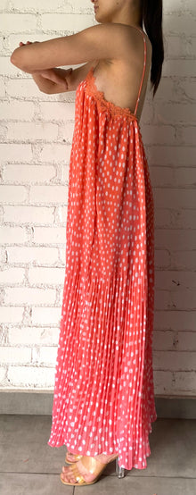 Rococo Sand | Blaire V-Neck Spaghetti Strap Maxi Dress | Orange/Pink Ombre