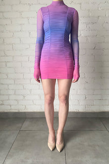 Blake Power Mesh Short Dress | Purple/Pink