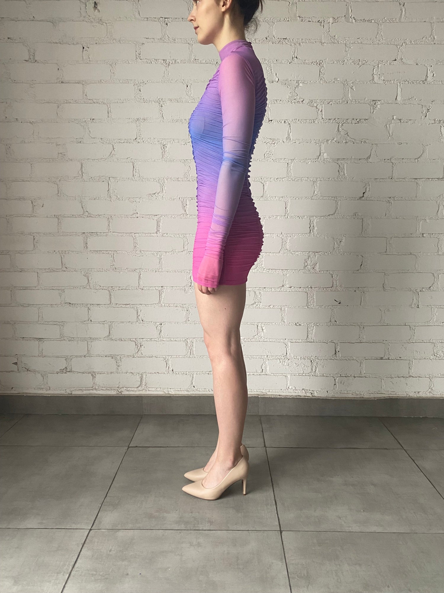 Blake Power Mesh Short Dress | Purple/Pink