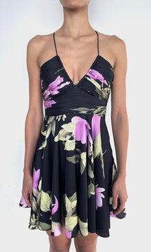 Rococo Sand | Cai Polyester Satin Lycra Mini Dress | Black Multi