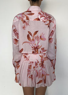 Cai Button Down Collared Crop Shirt | Pink/Brown