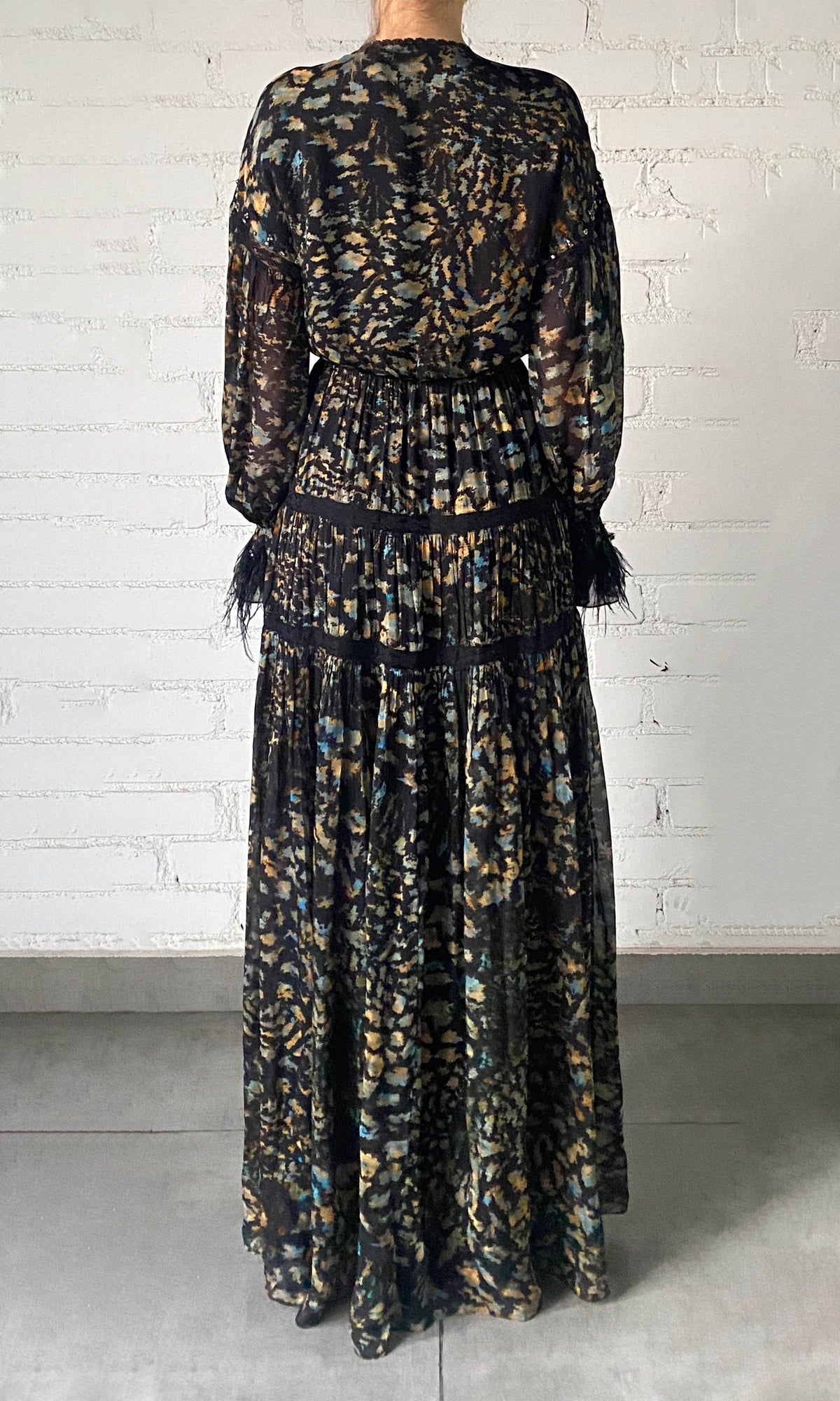 Womens | Capri Viscose Flat Chiffon Maxi Dress | Black Blue