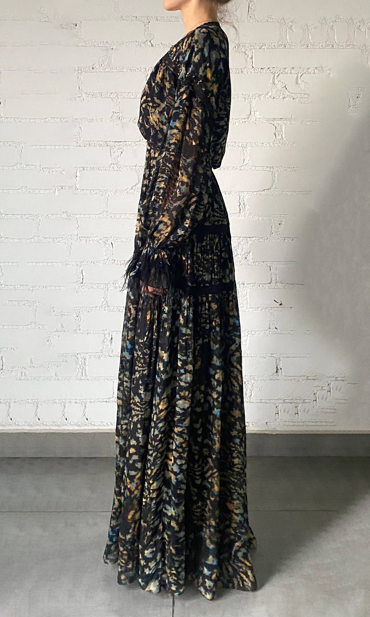 Womens | Capri Viscose Flat Chiffon Maxi Dress | Black Blue