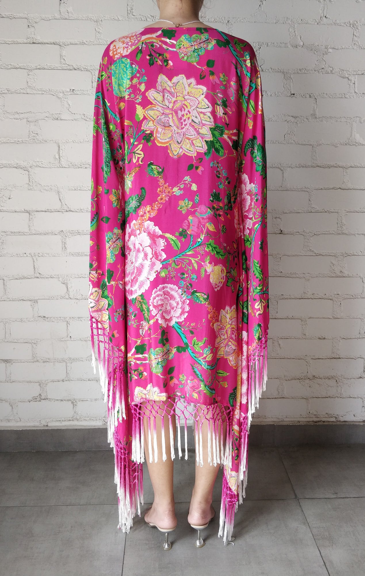 Rococo Sand | Chloe High Low Cape | Fuchsia/Pink