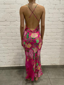 Rococo Sand | Chloe Plunge-Neck Long Dress | Fuchsia/Pink