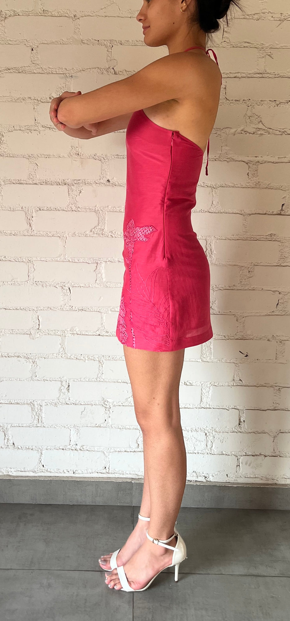 Rococo Sand | Cleo Spaghetti Strap Halter-Neck Short Dress | Pink