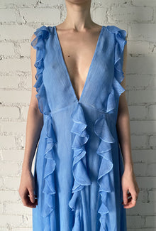 Rococo Sand | Cole V-Neck Sleeveless Long Dress | Blue