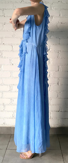 Rococo Sand | Cole V-Neck Sleeveless Long Dress | Blue
