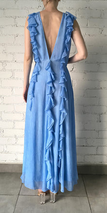 Rococo Sand | Cole V-Neck Sleeveless Long Dress | Blue