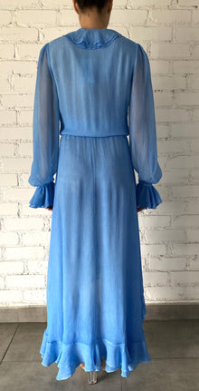 Rococo Sand | Cole V-Neck Long-Sleeve Long Dress | Blue
