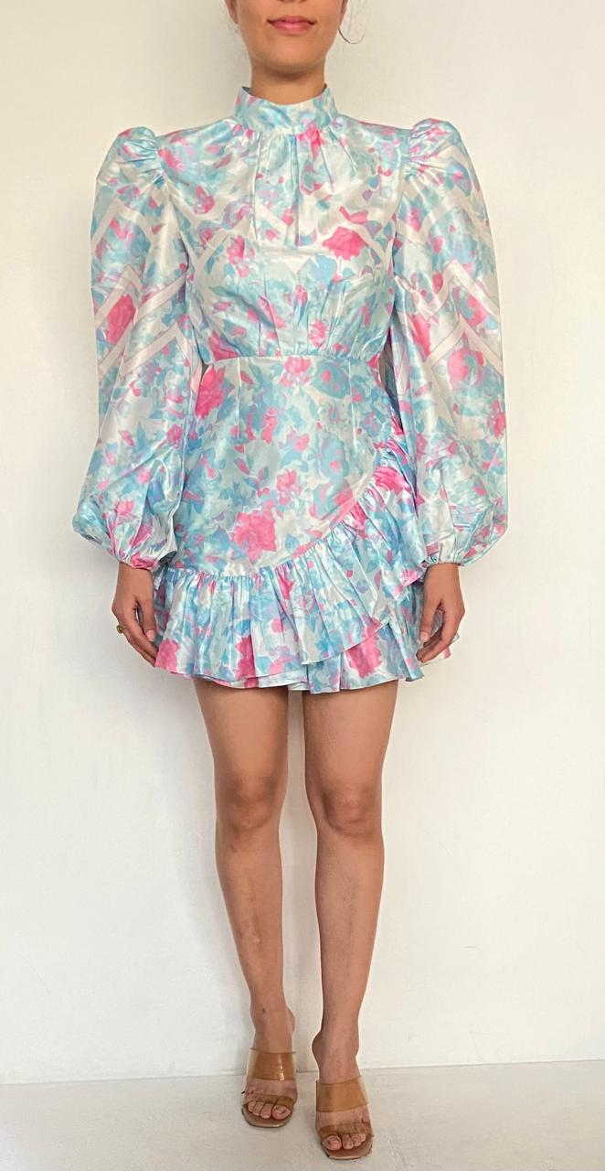Rococo Sand | Diana Short Dress | Soft Blue/White
