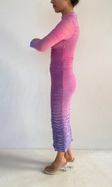 Womens | Dream Nylon Powermesh Long Dress | Pink