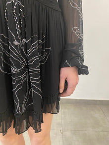 Dream V-Neck Long Sleeve Short Dress | Black