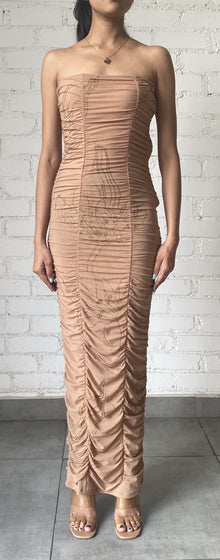 Rococo Sand | Dream Sweetheart-Neck Sleeveless Maxi Dress | Nude