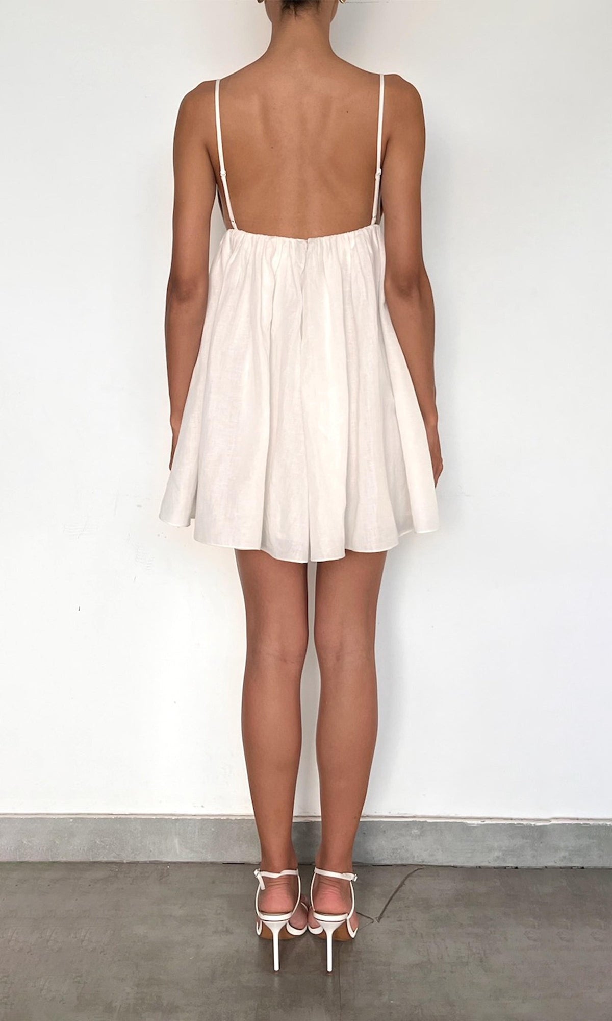Womens | Eli Thin Linen Cotton Embroidered Mini Dress | White