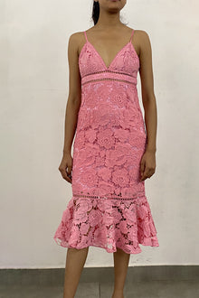 V-Neck Sleeveless Midi Dress | Pink