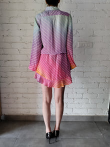 Rococo Sand | Collared Wrap Short Dress | Multicolor