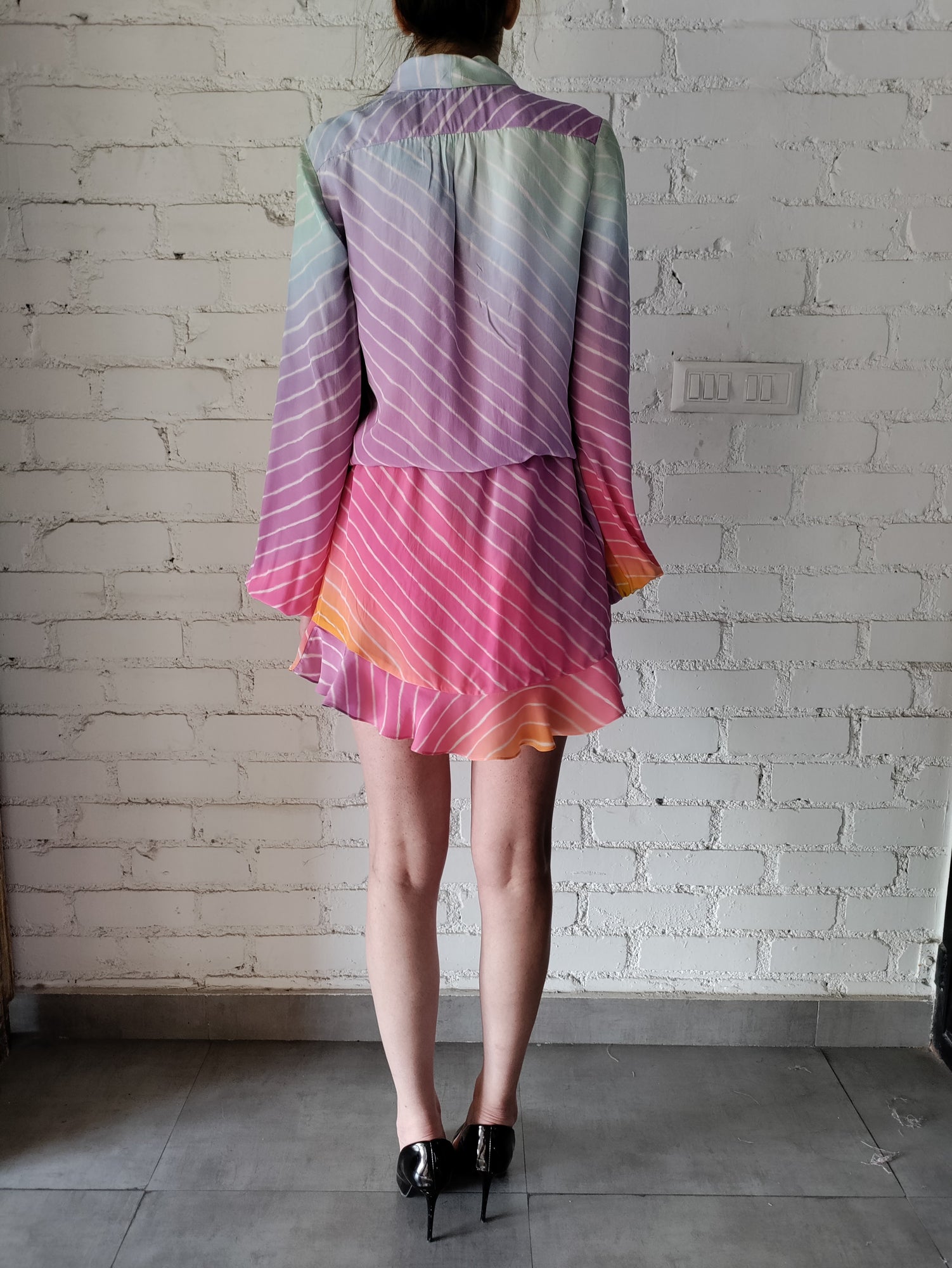 Rococo Sand | Collared Wrap Short Dress | Multicolor