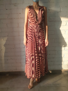 Rococo Sand | Fauve V-Neck Long Dress | Brown
