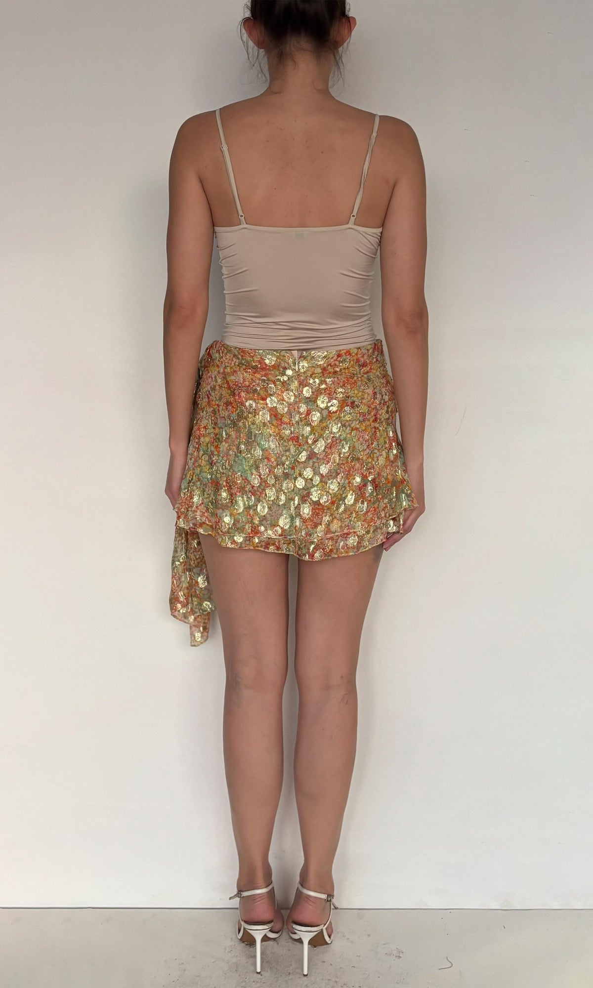 Womens | Faye Viscose Georgette Lurex Short Skirt | Multi
