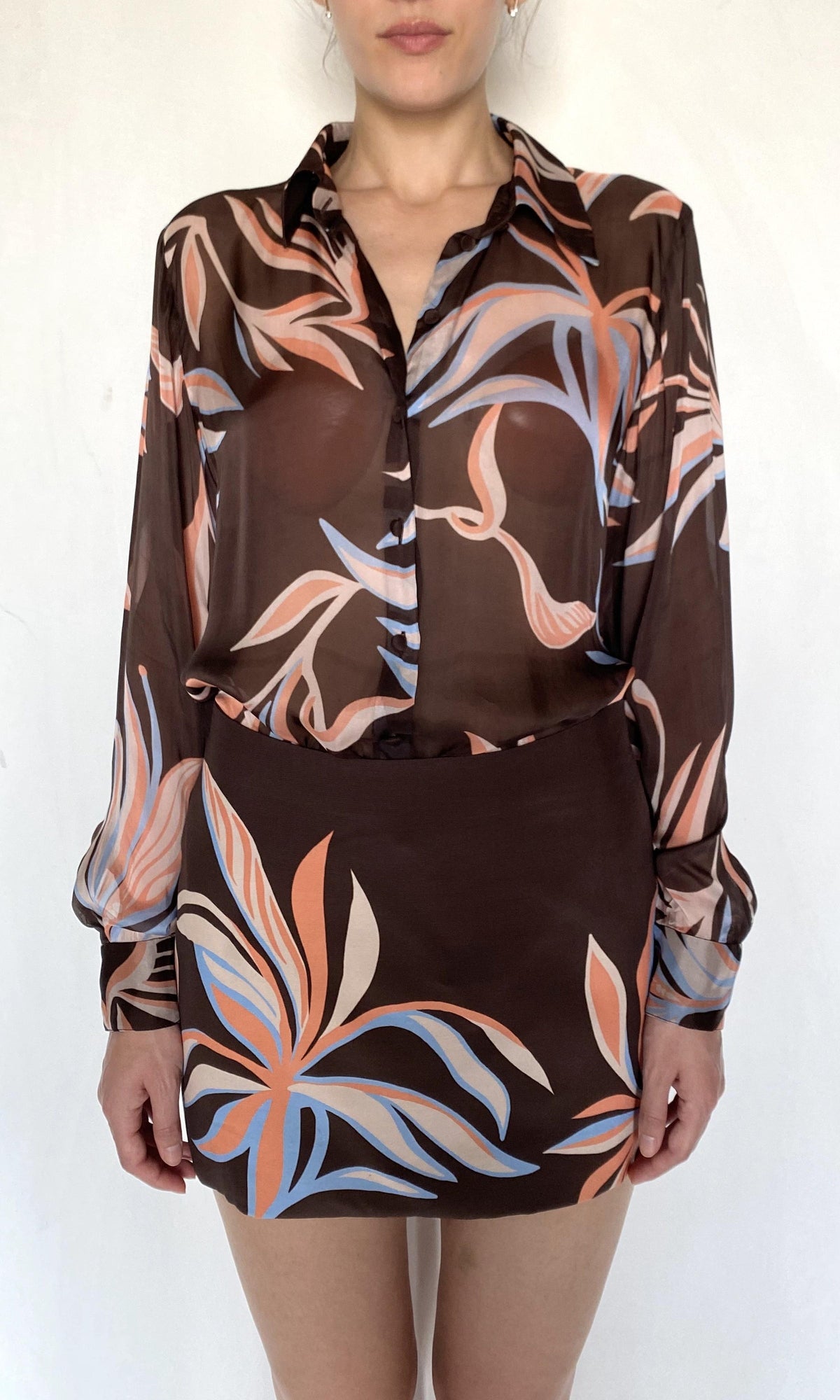 Rococo Sand | Fern Viscose Heavy Crepe Skirt | Brown