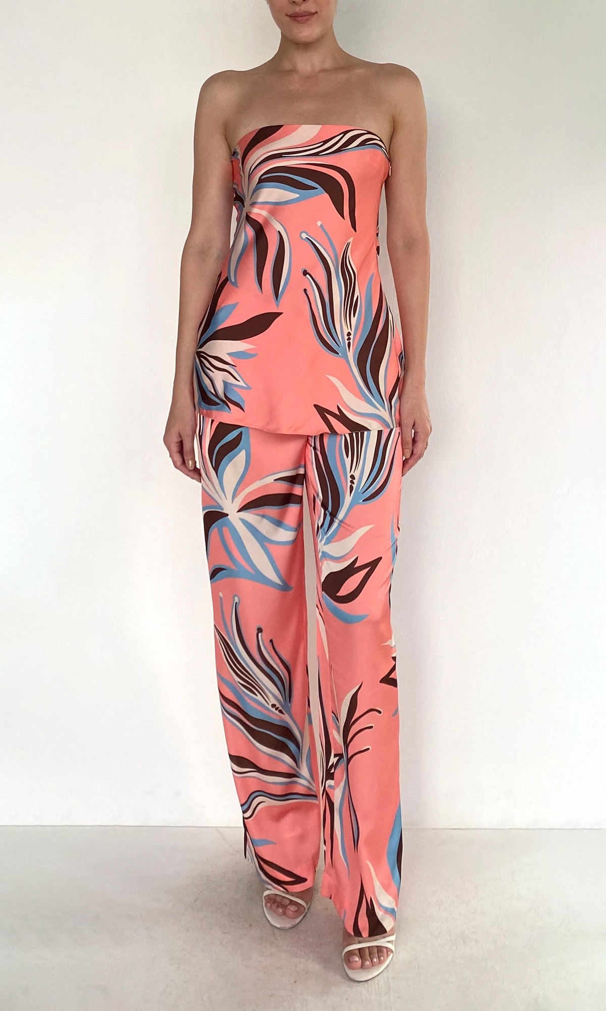 Womens | Fern Polyester Satin Lycra Straight Pants | Pink