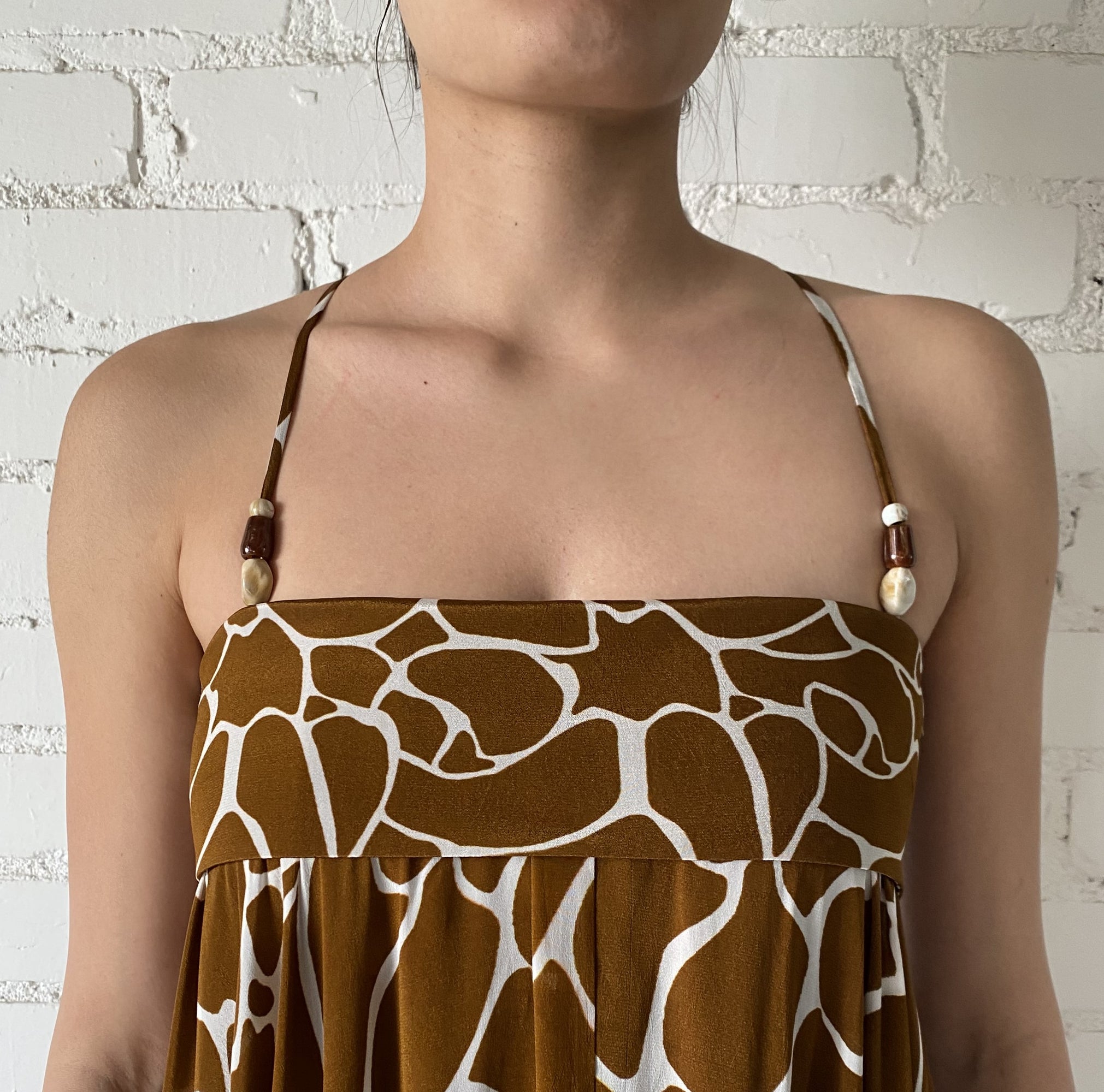 Rococo Sand | Fia Sweetheart-Neck Spaghetti Strap Maxi Dress | Brown