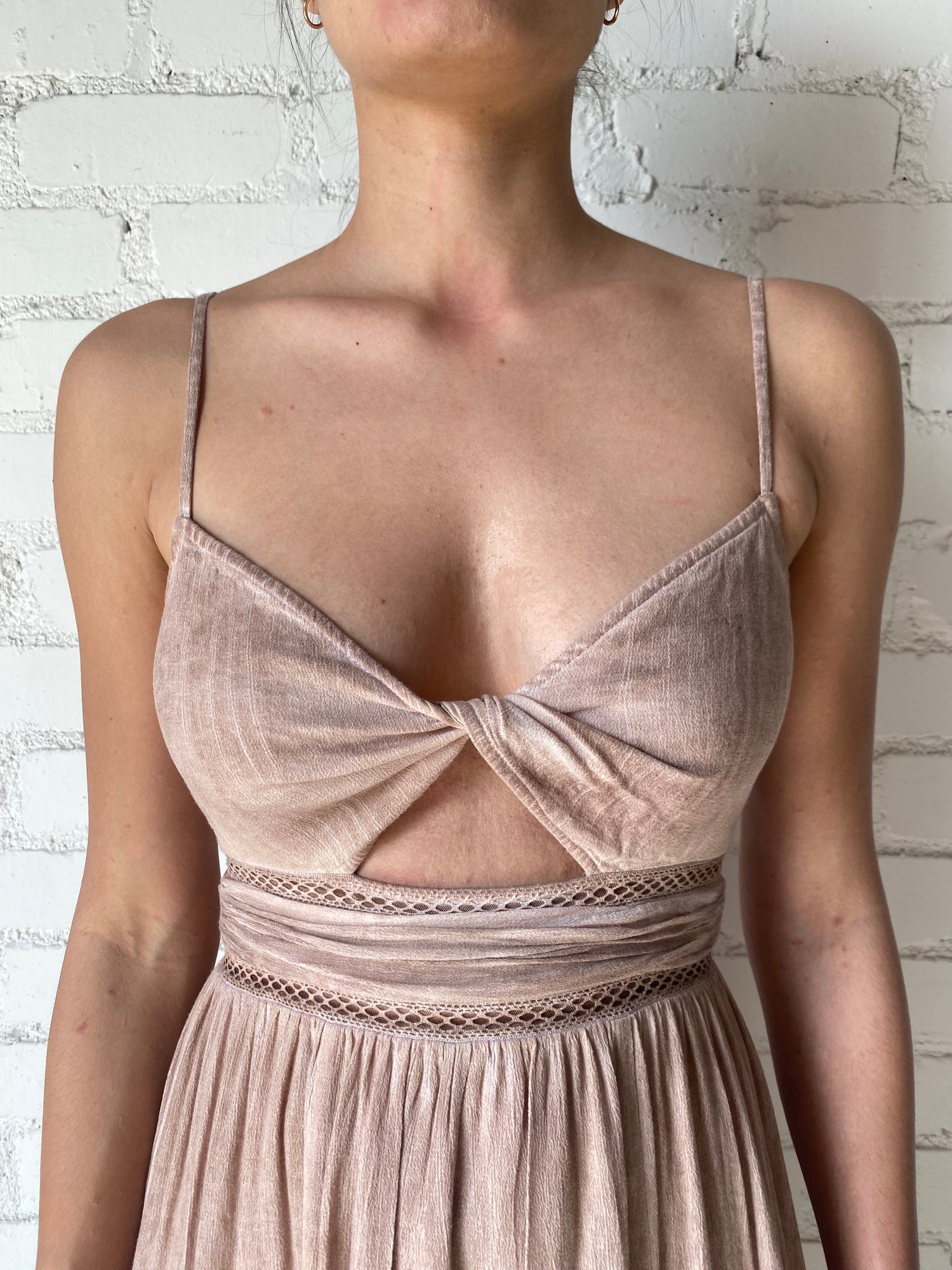 Rococo Sand | Gaia Spaghetti Strap Long Dress | Nude