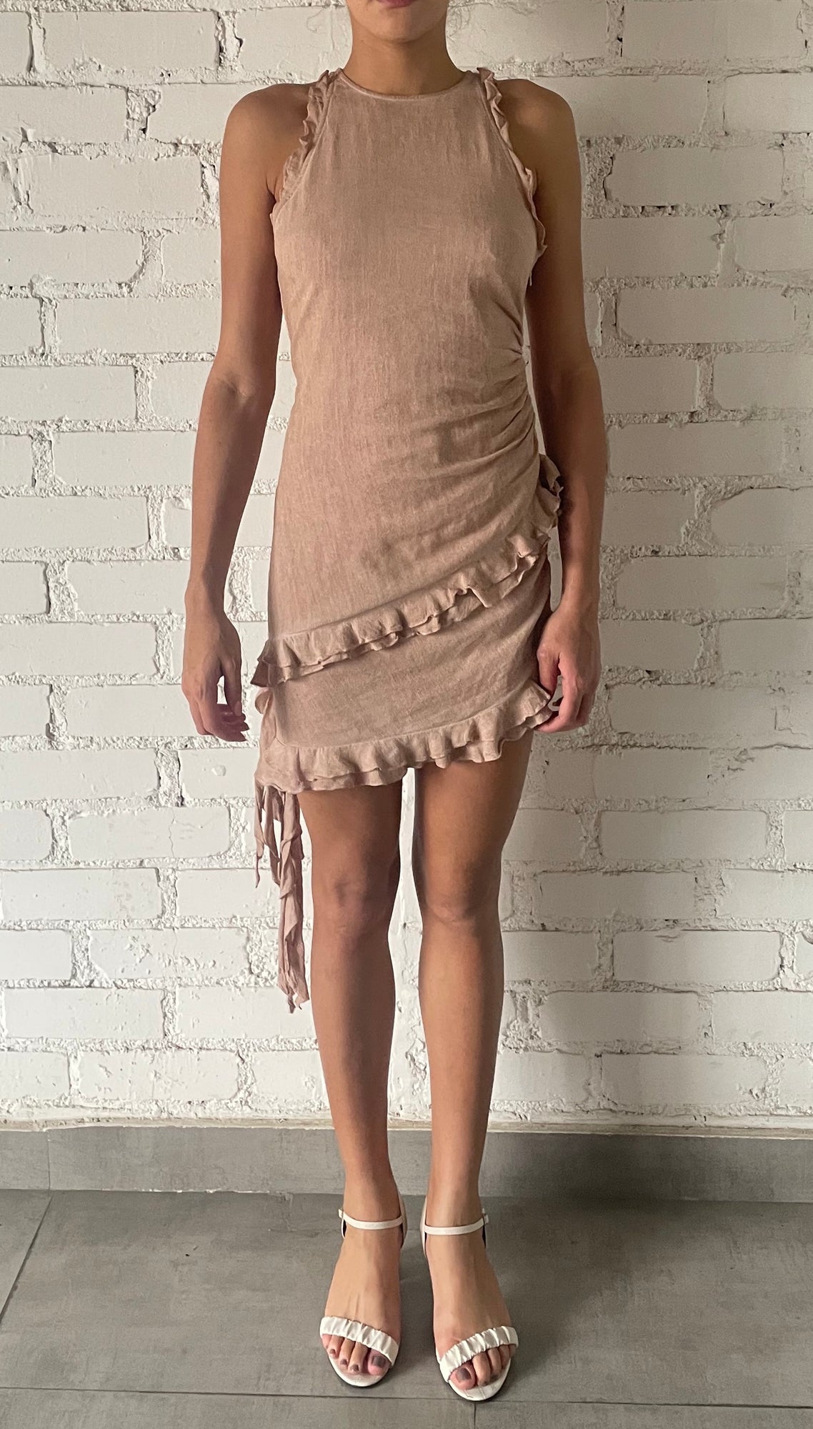 Rococo Sand | Gaia Halter-Neck Short Dress | Nude