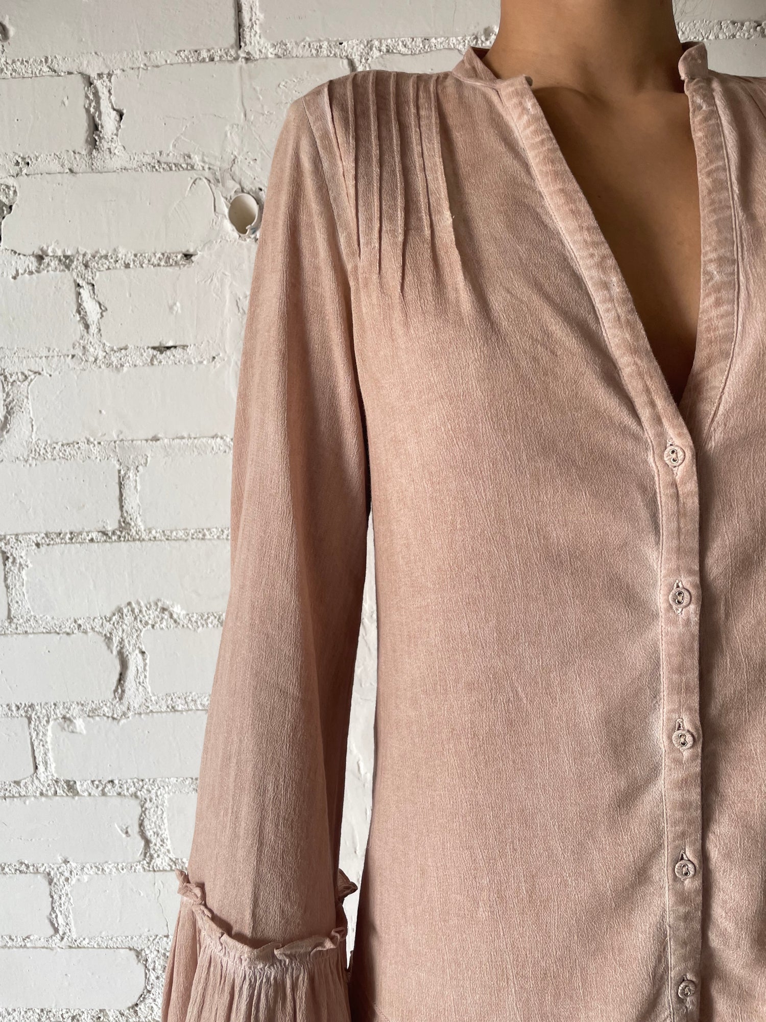 Rococo Sand | Gaia Short Long-Sleeve Dress | Nude