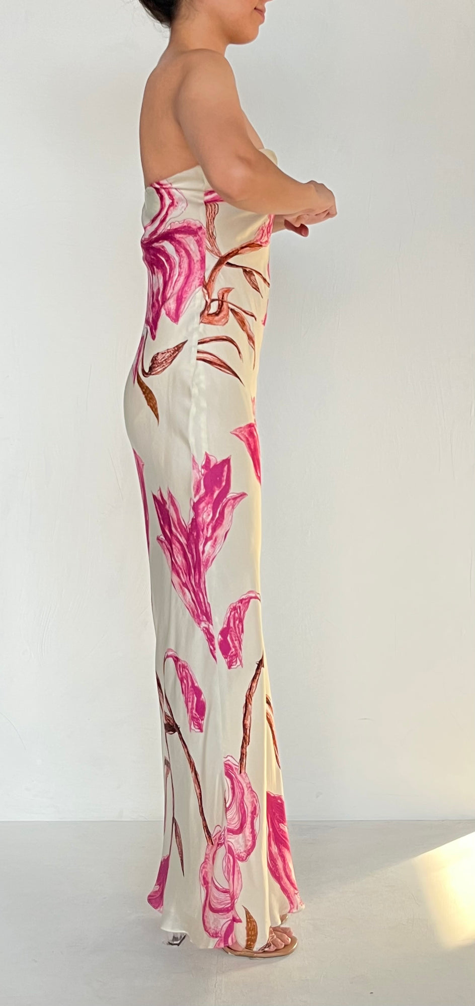 Rococo Sand | Grace Floral Long Dress | White/Pink