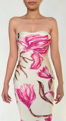 Rococo Sand | Grace Floral Long Dress | White/Pink