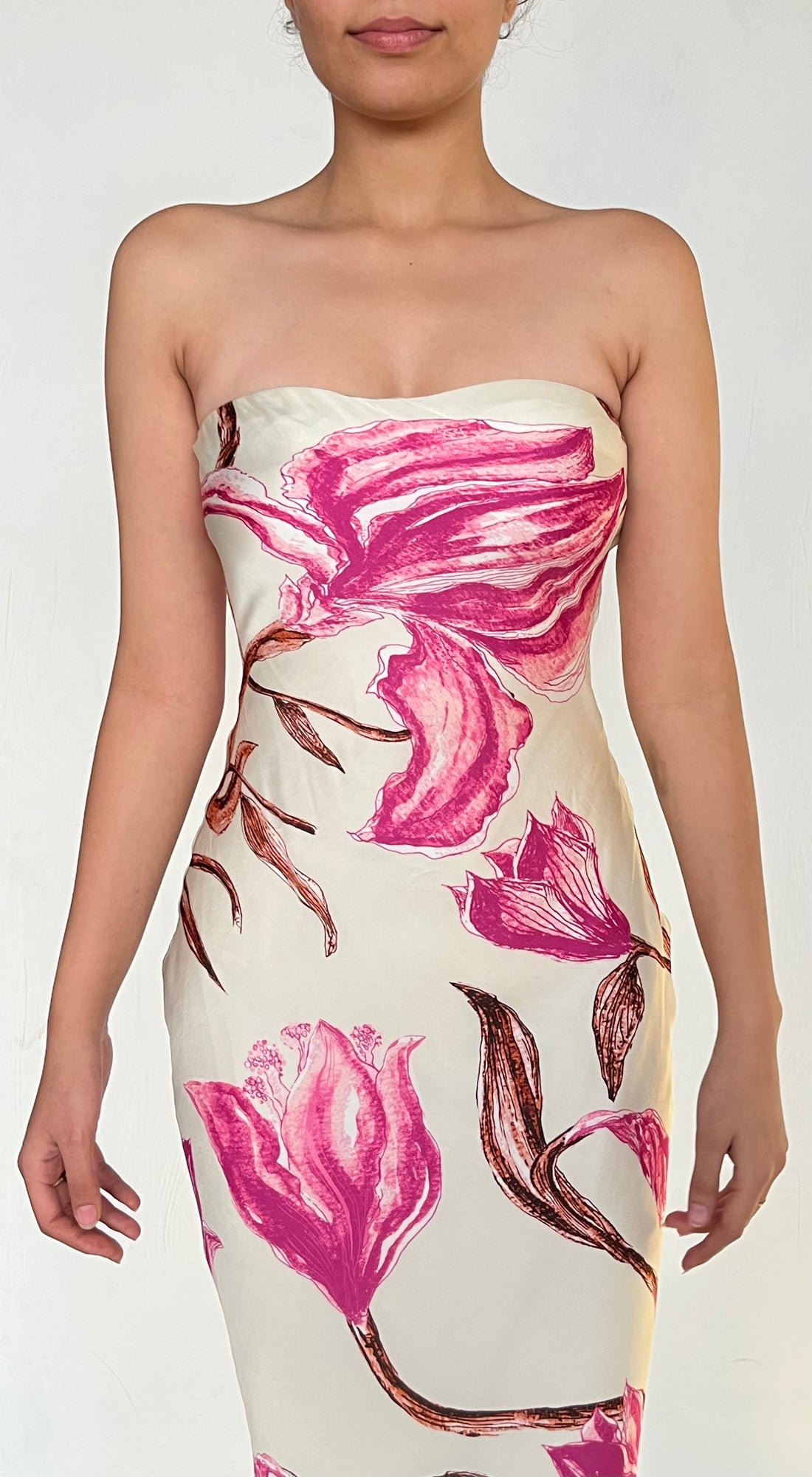 Rococo Sand | Grace Floral Long Dress | White/Pink