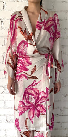 Rococo Sand | Grace Collared Long-Sleeve Long Dress | White/Pink