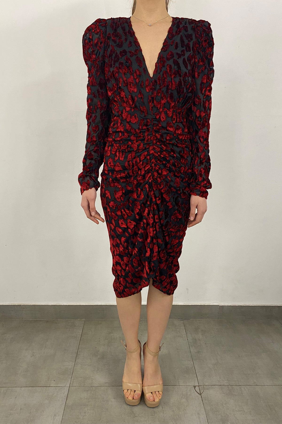 Haven Long Sleeve V-Neck Midi Dress | Black