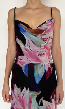 Rococo Sand | Hope Viscose Crinkle Chiffon Heavy Maxi Dress | Black Multi