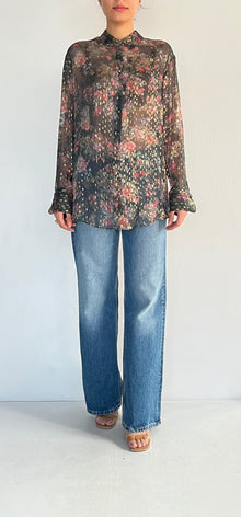 Rococo Sand | Lurex Full-Sleeve Shirt | Black